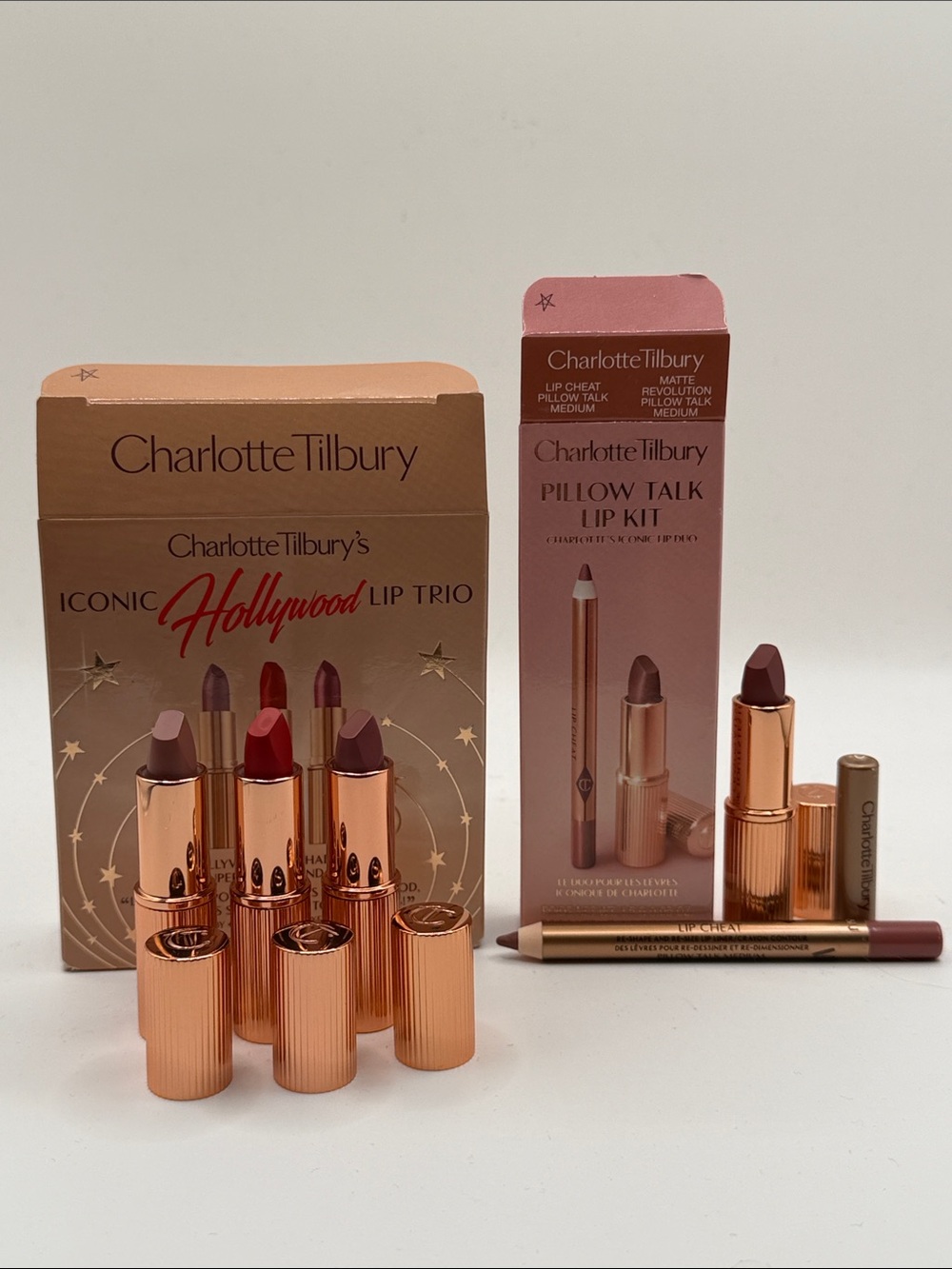 Charlotte Tilbury MINI MANIA BUNDLE! H’YWD LIP TRIO+PILLOW TALK MED. LIP KIT NIB
